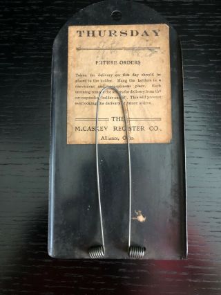 Vintage McCaskey Register Co.  Metal Spring Loaded Customer Receipt Holder 2