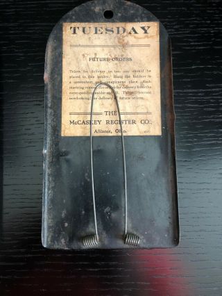 Vintage McCaskey Register Co.  Metal Spring Loaded Customer Receipt Holder 3