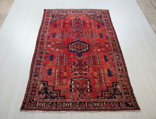 7.  15x4.  36ft Antique Hand - Knotted Persian Tribal Area Rug Red Handmad Vintage Rug
