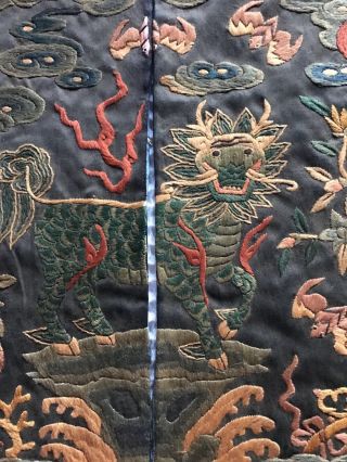Antique Chinese Silk embroidery Official Rank Badge Pair Asian Embroidered 4