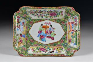 19th Century Chinese Export Porcelain Rose Mandarin Rectangular Serving Dish 4