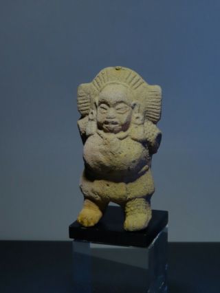 Pre Columbian Figure Mayan Ceramic Rattle Jaina Priest Pottery Rattle Wtl Test