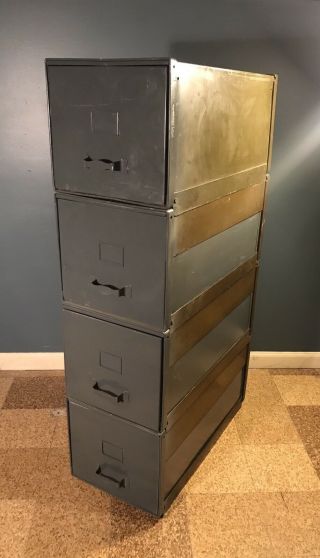 (4) 1920’s Stackable Steel L.  B.  File Cabinets