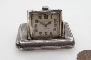Art Deco Silver Tavannes Watch Co Dunhill La Captive Travel Clock C1929