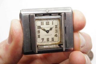 ART DECO SILVER TAVANNES WATCH Co DUNHILL LA CAPTIVE TRAVEL CLOCK c1929 5