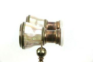RARE Antique FRENCH Mother of Pearl Opera Glasses 1850 1900 ' s BINOCULAR enamel 2