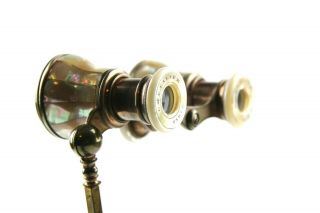 RARE Antique FRENCH Mother of Pearl Opera Glasses 1850 1900 ' s BINOCULAR enamel 3
