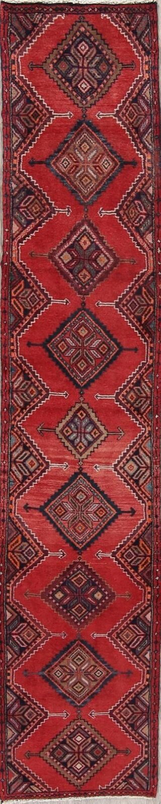 Hamadan Persian Runner Malayer Geometric Wool Rug Oriental Carpet 2x10 Handmade