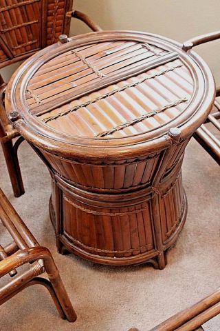 Vintage Bamboo&Rattan 4 Matching Chairs,  Table Base,  Side Table & Big Kahuna Chair 12