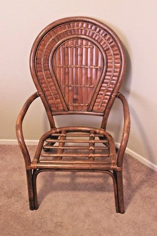 Vintage Bamboo&Rattan 4 Matching Chairs,  Table Base,  Side Table & Big Kahuna Chair 3