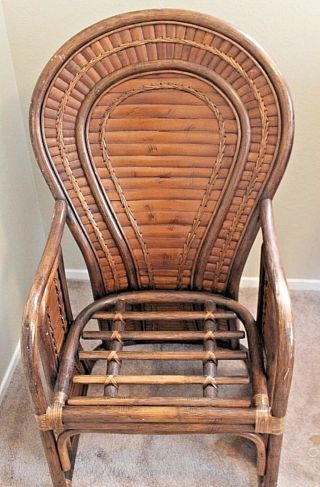 Vintage Bamboo&Rattan 4 Matching Chairs,  Table Base,  Side Table & Big Kahuna Chair 6