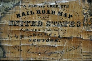 Rail Road Map Of The United States Circa 1860; Home Insurance Co,  N.  Y.