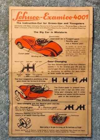 Vintage 1930s Schuco Examico 4001 tin windup toy car,  Everything 10