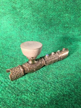RARE Antique 1700 ' s Light Tan Yixing Clay Damper Bowl Incense Burner Opium Era 8