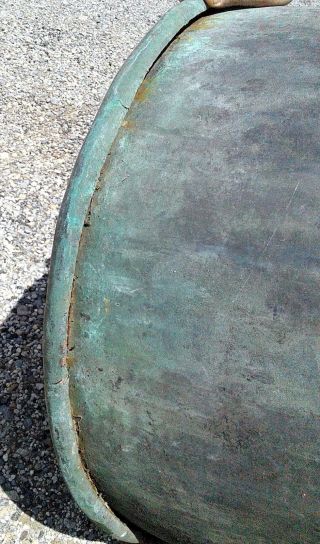 Antique Copper Apple Butter Kettle Cauldron Wrought Iron Handle Dovetail 12