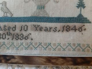 Vintage 1846 Sampler.  Sarah Cocker.  Framed.  45cm x 32cm 6