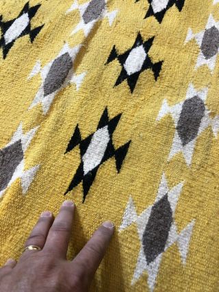 Auth: Antique American Indian Rug / Blanket Crisp 1940 ' s Beauty YELLOW 3x5 NR 10