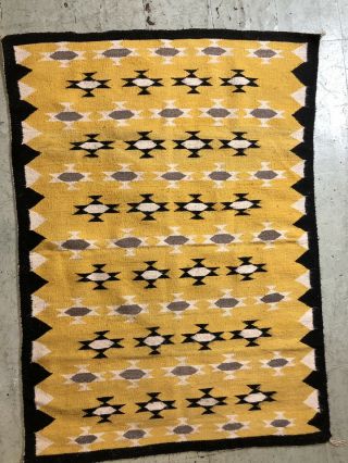 Auth: Antique American Indian Rug / Blanket Crisp 1940 ' s Beauty YELLOW 3x5 NR 4