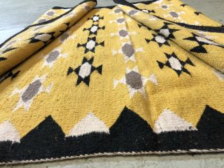 Auth: Antique American Indian Rug / Blanket Crisp 1940 ' s Beauty YELLOW 3x5 NR 5