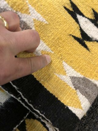 Auth: Antique American Indian Rug / Blanket Crisp 1940 ' s Beauty YELLOW 3x5 NR 6