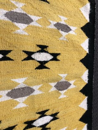 Auth: Antique American Indian Rug / Blanket Crisp 1940 ' s Beauty YELLOW 3x5 NR 7