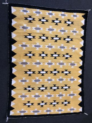 Auth: Antique American Indian Rug / Blanket Crisp 1940 ' s Beauty YELLOW 3x5 NR 9