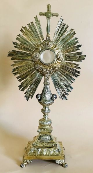Lovely French Solid Silver Gilt Monstrance,  Paris C1850 800g / 28.  21oz