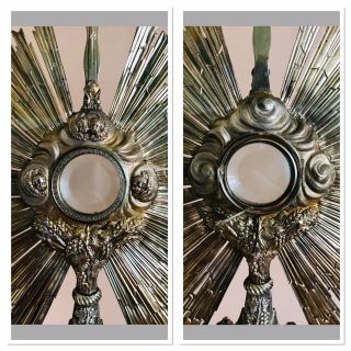 LOVELY FRENCH SOLID SILVER GILT MONSTRANCE,  PARIS C1850 800g / 28.  21oz 6