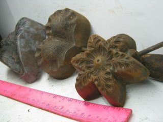 THREE BRONZE FLOWER MOLDS MILLINERY IRON,  NO BOTTOMS MAKE YOUR OWN CAST 12