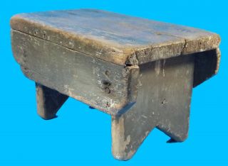 Antique American Cricket Footstool Square Nails Some Green Paint 5