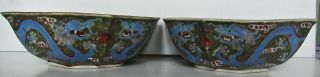 2 Chinese famille rose green base bowl with double blue dragons and red clouds 2
