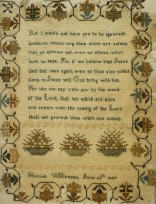 EARLY 19TH CENTURY QUOTATION SAMPLER BY HARRIET WILLIAMSON - June 20th 1837 11