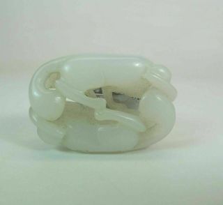 Antique / Vintage Chinese Carved Mutton Fat Nephrite Jade Pendant Of Animals 7