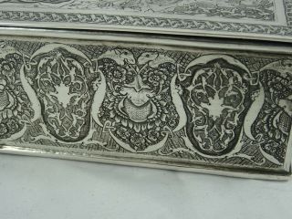 PERSIAN solid silver CIGARETTE BOX,  c1920,  594gm 4