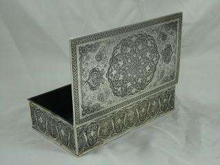 PERSIAN solid silver CIGARETTE BOX,  c1920,  594gm 5