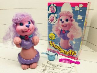 1991 Pink Purple Shampoodle Poodle Puppy w/ Box & Accessories 2