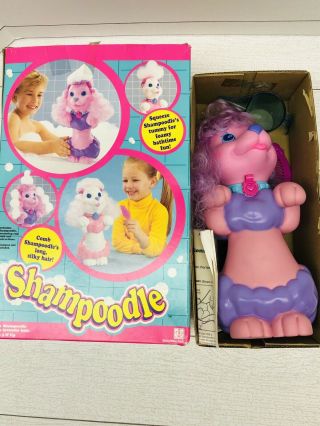 1991 Pink Purple Shampoodle Poodle Puppy w/ Box & Accessories 3