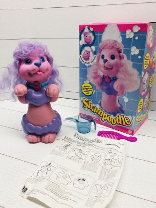 1991 Pink Purple Shampoodle Poodle Puppy w/ Box & Accessories 9