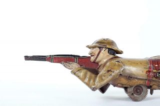 Vintage c1920 Clockwork Tinplate Crawling Soldier 