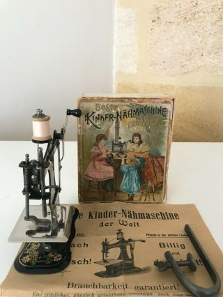 MAGNIFICENT ANTIQUE TOY SEWING MACHINE MULLER N°1B 1900s SPLENDID 10
