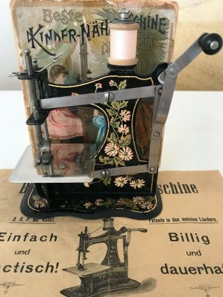 MAGNIFICENT ANTIQUE TOY SEWING MACHINE MULLER N°1B 1900s SPLENDID 12