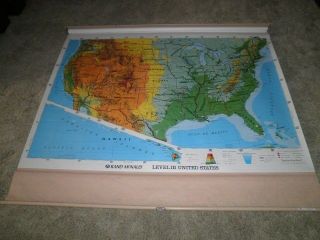 Rand Mcnally Vintage Pull Down Usa Map Level 3 Home School Markable Custom