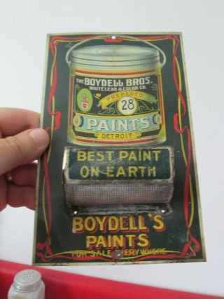 Large Antique - Boydell Paint - Tin Advertising - Wall Matchsafe -