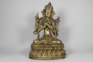 Antique Chinese Sino - Tibetan 19th /20th Century Gilt Bronze Buddha Bodhisattva