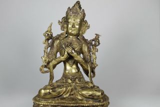 Antique Chinese Sino - Tibetan 19th /20th Century Gilt Bronze Buddha Bodhisattva 5