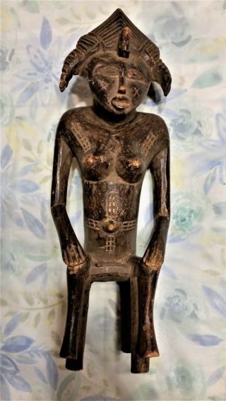 Antique African Fertility Totem Nude Pregnant Woman Hand Carved Circa 1890 - 1920