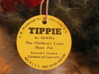 RARE Tippie Comic Strip Character Mohair Dog Toy - Edwina Dumm 3