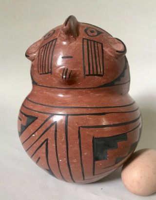 Vintage Maricopa Redware Pottery Face Effigy Jar,  C.  1920 - 40s
