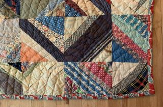 Stunning Antique Hand Made Hand Quilted Crazy Patch Work Quilt 65 X 78” 5