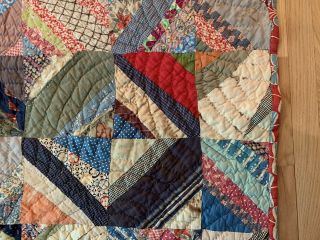 Stunning Antique Hand Made Hand Quilted Crazy Patch Work Quilt 65 X 78” 9
